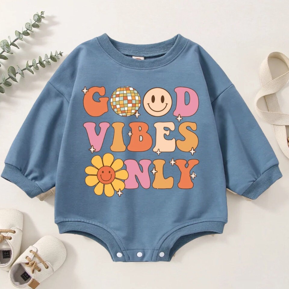 baby & toddler good vibes only Oversized SWEATSHIRT Romper bodysuit/baby clothes/baby sweatshirt/bubble/baby gift/onesie/retro/baby girl boy