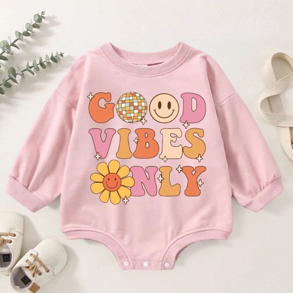 baby & toddler good vibes only Oversized SWEATSHIRT Romper bodysuit/baby clothes/baby sweatshirt/bubble/baby gift/onesie/retro/baby girl boy