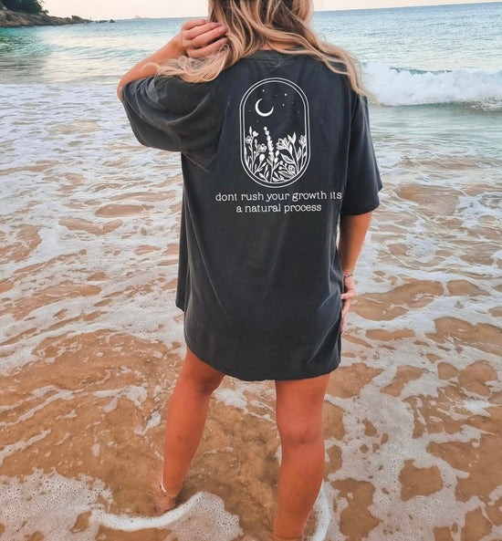 Motivational Back Stone Washed Oversized Tshirts - Hippo Boutique