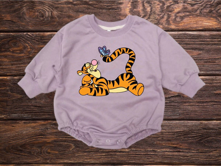 Baby and kids Tigger Soft Sweatshirt ROMPER bodysuit/baby clothes/sweatshirt/crewneck/newborn/baby girl/infant/bubble onesie/boy
