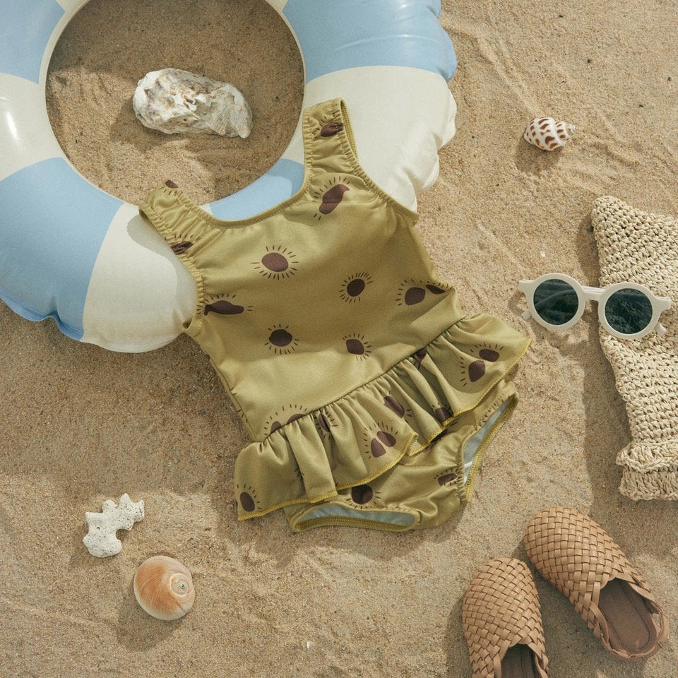 Baby Girls One-piece Swimsuit, Summer Children/Print Sleeveless Swimwear for Vacation infant swimwear, neutral, baby girl
