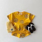 Baby and kids Summer smiley cotton Clothing set Toddler Clothes, outfit, shirt, shorts, summer, retro, shorts - Hippo Boutique