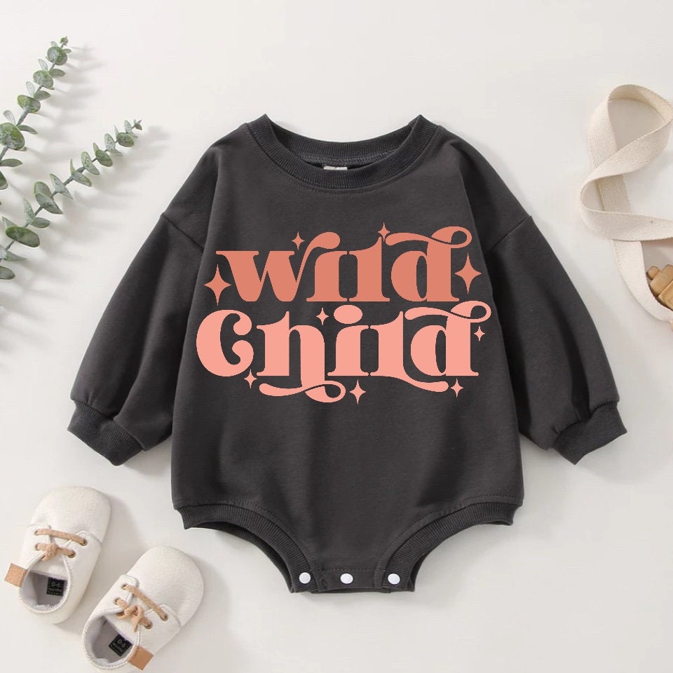 Wild child baby and kids Oversized SWEATSHIRT Romper bodysuit/baby clothes/baby sweatshirt/bubble/baby sweater/baby gift/onesie/retro