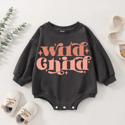 Wild child baby and kids Oversized SWEATSHIRT Romper bodysuit/baby clothes/baby sweatshirt/bubble/baby sweater/baby gift/onesie/retro