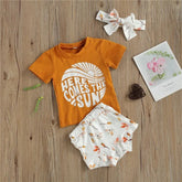 Baby girl retro Clothing set Toddler Clothes, outfit, shirt, shorts, summer, sun, infant, outfit, summer, cotton, - Hippo Boutique