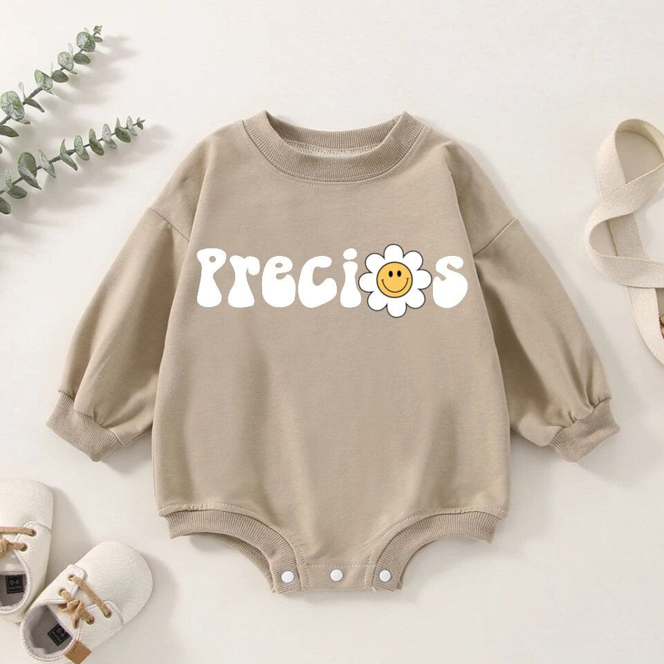 Retro Precious Oversized Sweatshirt Romper/baby clothes/newborn sweatshirt/bubble/sweater/baby gift/onesie/announcement/baby girl and boy