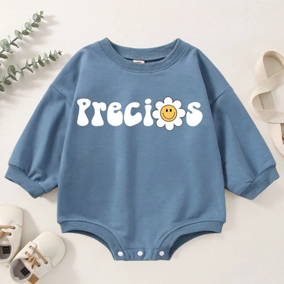 Retro Precious Oversized Sweatshirt Romper/baby clothes/newborn sweatshirt/bubble/sweater/baby gift/onesie/announcement/baby girl and boy