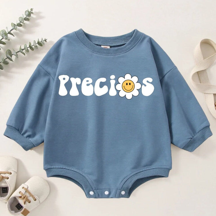 Retro Precious Oversized Sweatshirt Romper/baby clothes/newborn sweatshirt/bubble/sweater/baby gift/onesie/announcement/baby girl and boy