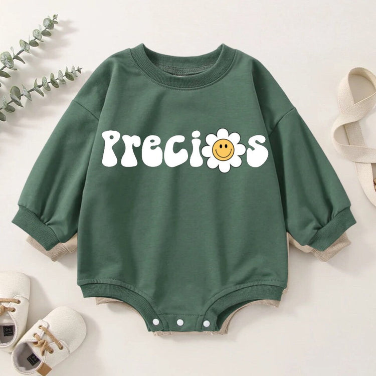 Retro Precious Oversized Sweatshirt Romper/baby clothes/newborn sweatshirt/bubble/sweater/baby gift/onesie/announcement/baby girl and boy