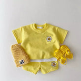Baby and kids Summer smiley cotton Clothing set Toddler Clothes, outfit, shirt, shorts, summer, retro, flower - Hippo Boutique