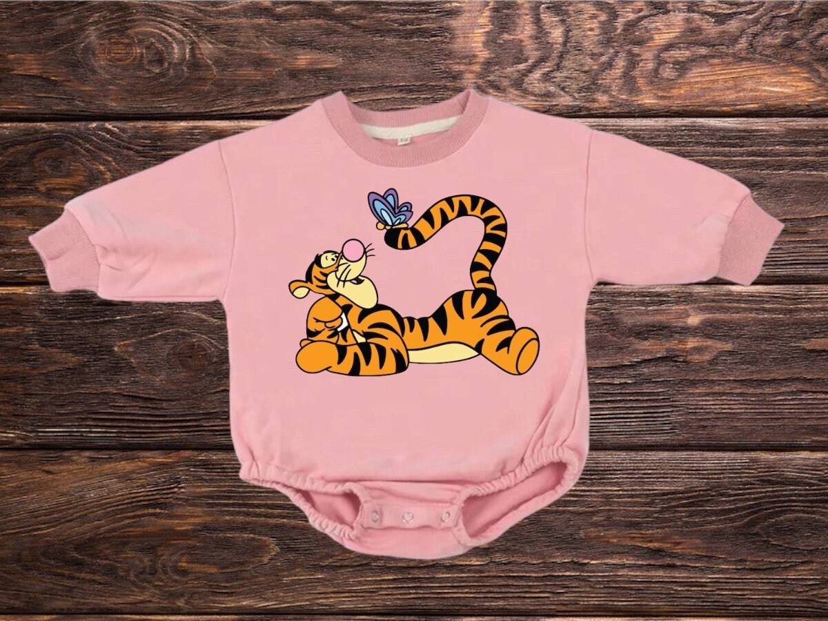 Baby and kids Tigger Soft Sweatshirt ROMPER bodysuit/baby clothes/sweatshirt/crewneck/newborn/baby girl/infant/bubble onesie/boy
