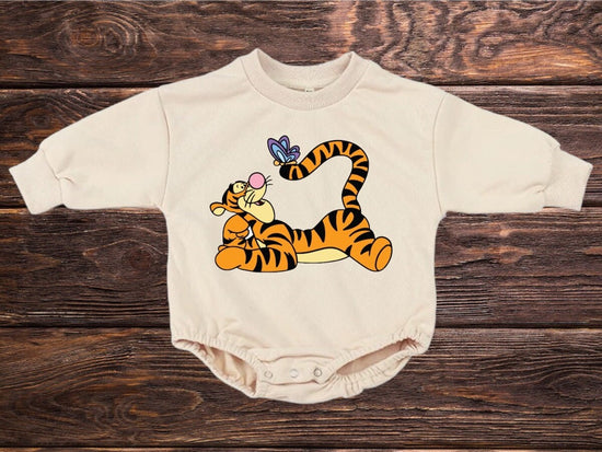 Baby and kids Tigger Soft Sweatshirt ROMPER bodysuit/baby clothes/sweatshirt/crewneck/newborn/baby girl/infant/bubble onesie/boy