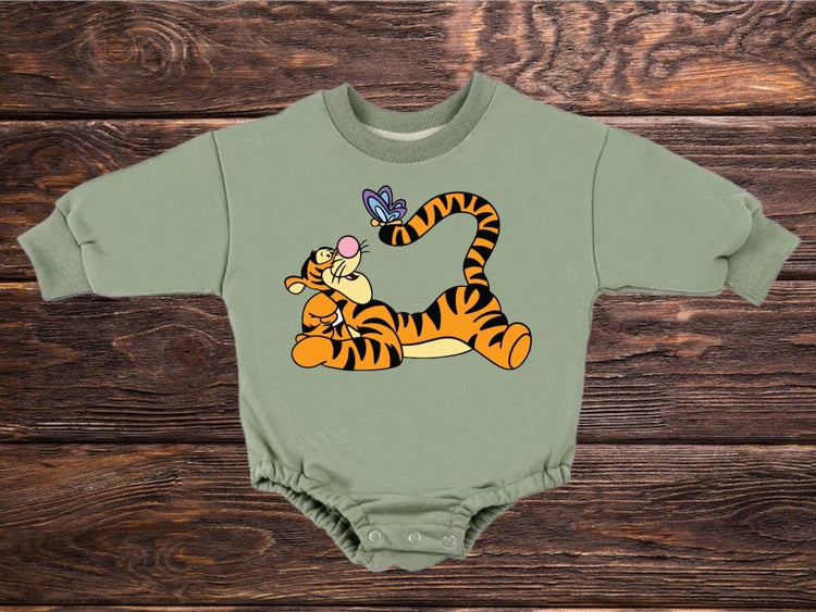 Baby and kids Tigger Soft Sweatshirt ROMPER bodysuit/baby clothes/sweatshirt/crewneck/newborn/baby girl/infant/bubble onesie/boy