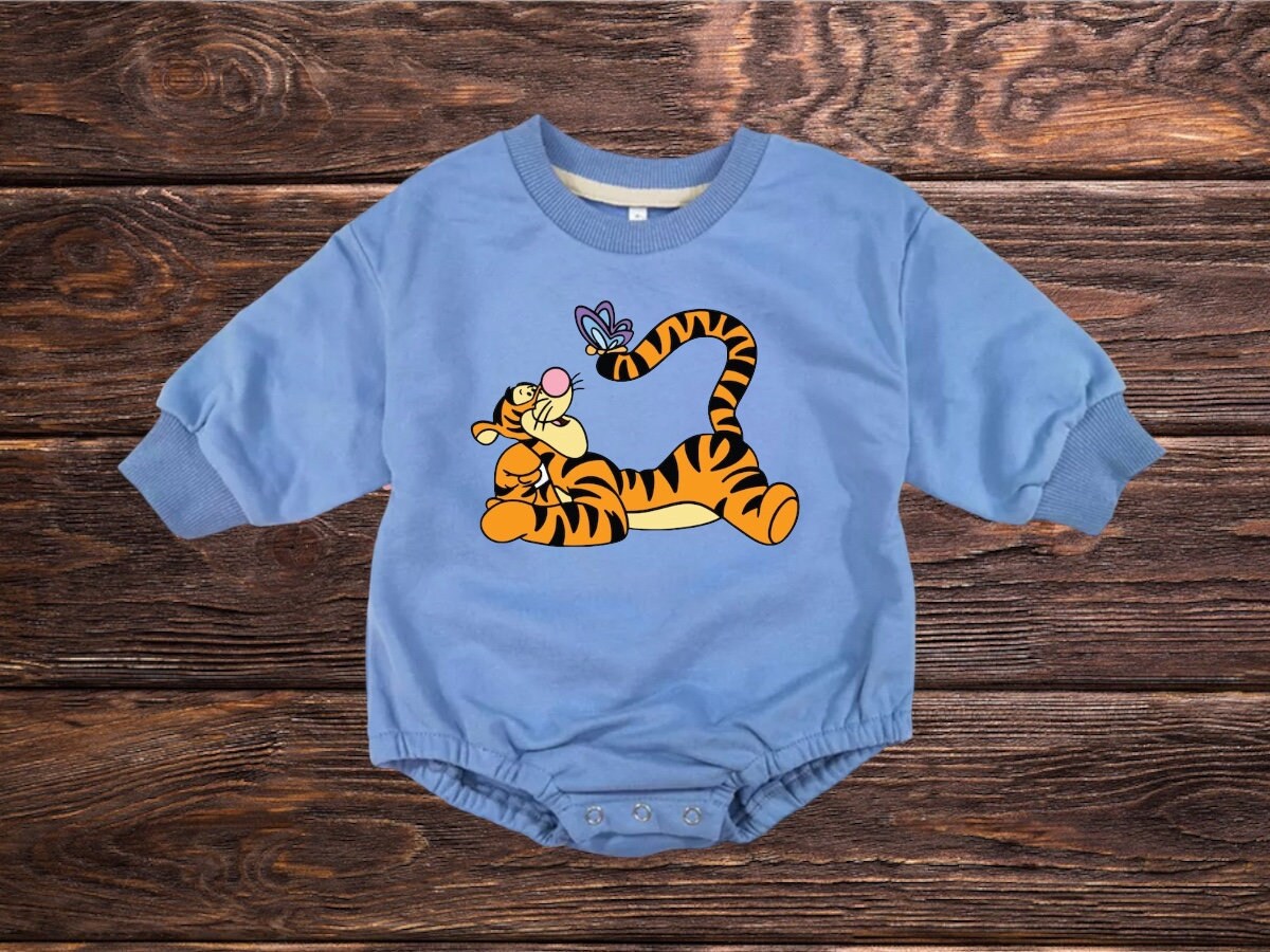 Baby and kids Tigger Soft Sweatshirt ROMPER bodysuit/baby clothes/sweatshirt/crewneck/newborn/baby girl/infant/bubble onesie/boy