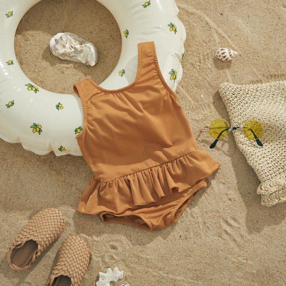 Baby Girls One-piece Swimsuit, Summer Children/Print Sleeveless Swimwear for Vacation infant swimwear, neutral, baby girl