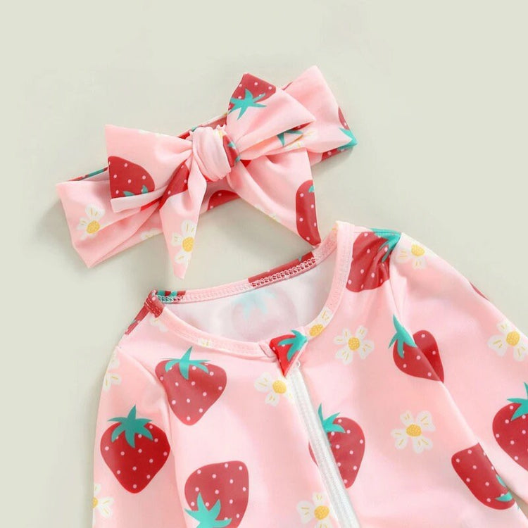 Strawberry Long Sleeve Rash Guards - Hippo Boutique