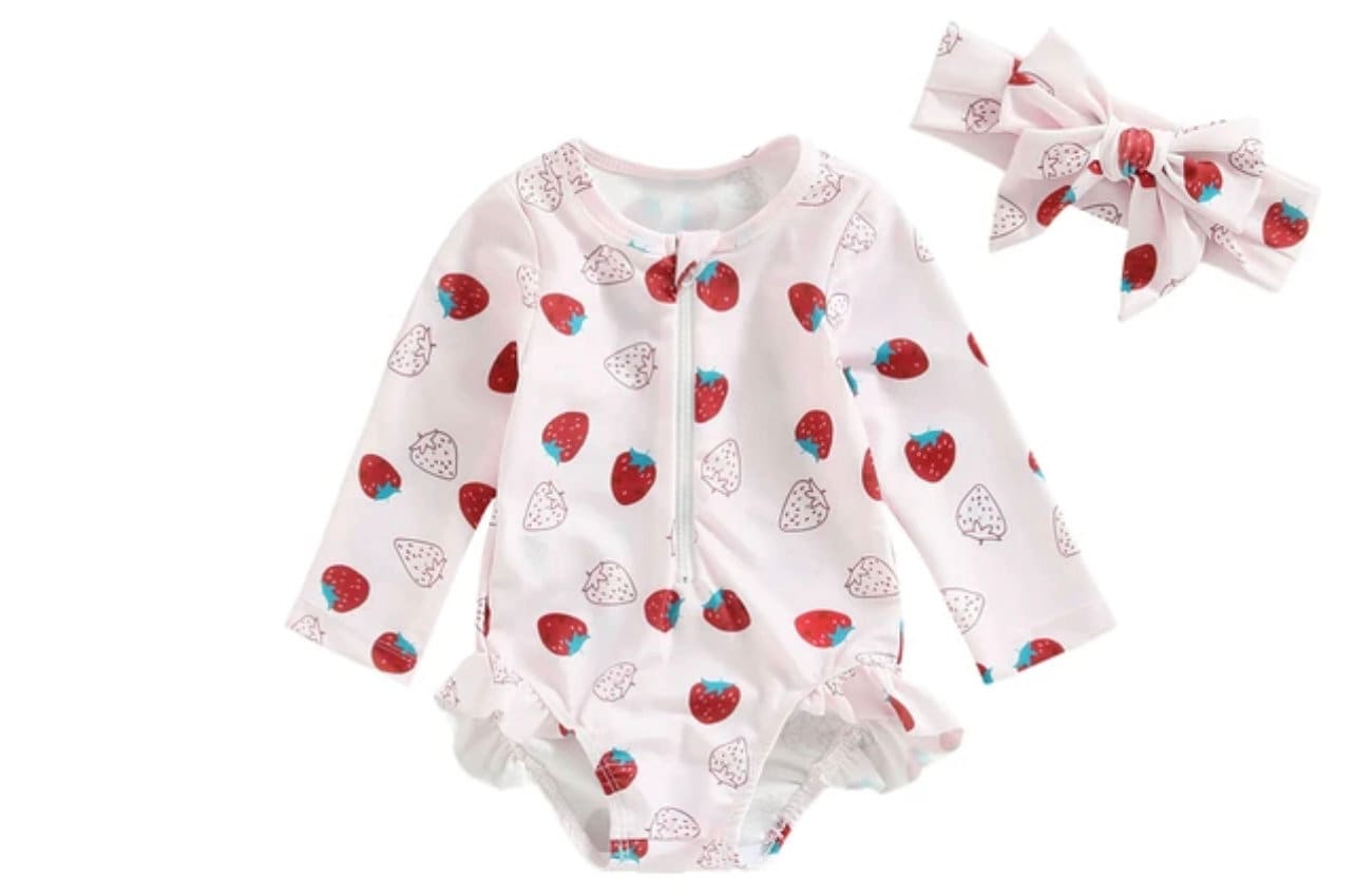 Strawberry Long Sleeve Rash Guards - Hippo Boutique