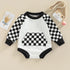 Newborn baby and kids Checkered bubble Sweatshirt ROMPER bodysuit, Crewneck, summer wear, cotton clothes SOFT onesie, infant, girl, boy