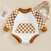 Newborn baby and kids Checkered bubble Sweatshirt ROMPER bodysuit, Crewneck, summer wear, cotton clothes SOFT onesie, infant, girl, boy