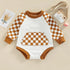 Newborn baby and kids Checkered bubble Sweatshirt ROMPER bodysuit, Crewneck, summer wear, cotton clothes SOFT onesie, infant, girl, boy