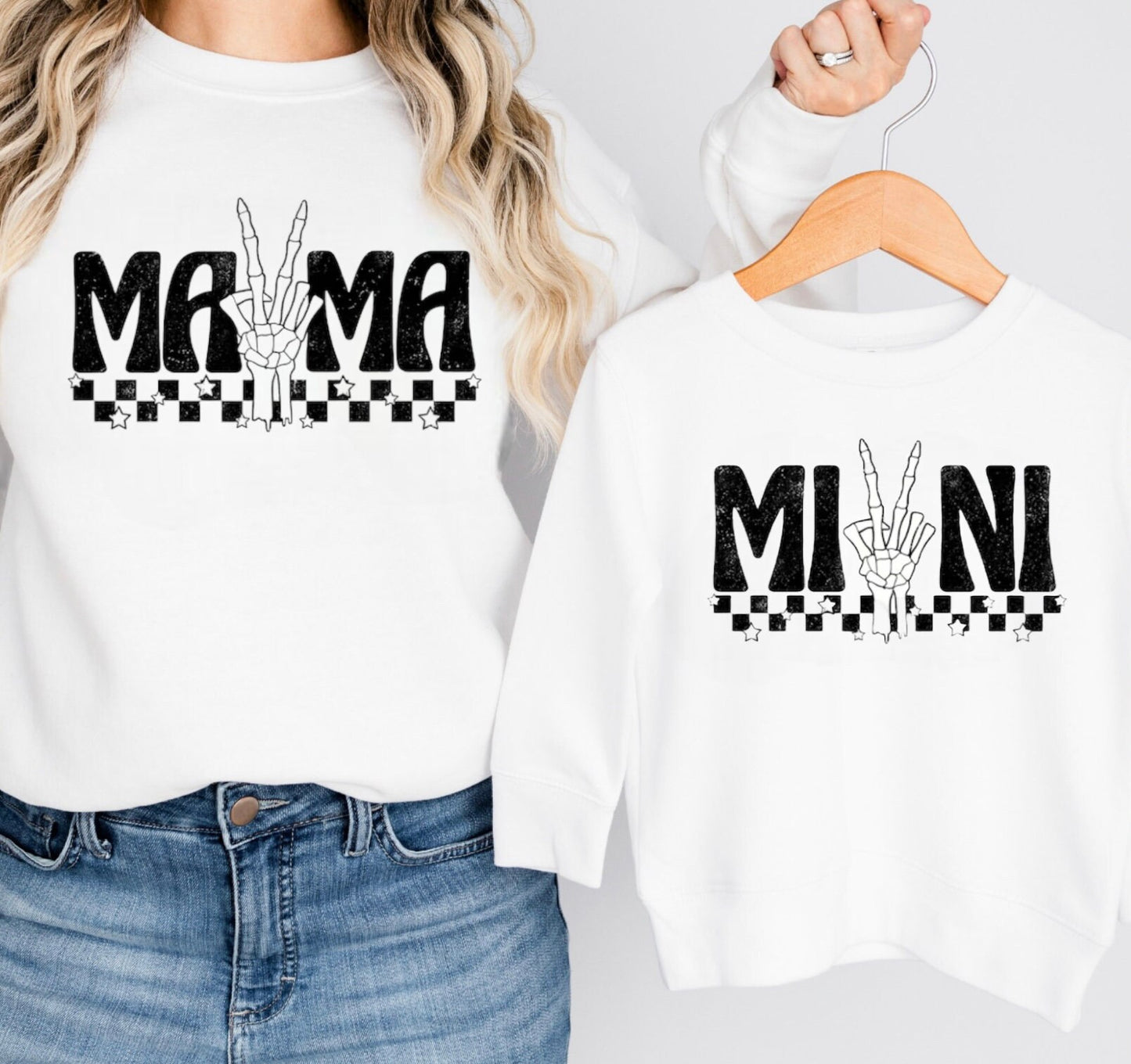 Mama and me matching sweatshirts, baby clothes, women’s clothes, mama, mini, sweater, baby shower, baby girl, baby boy, kids, toddler, retro - Hippo Boutique