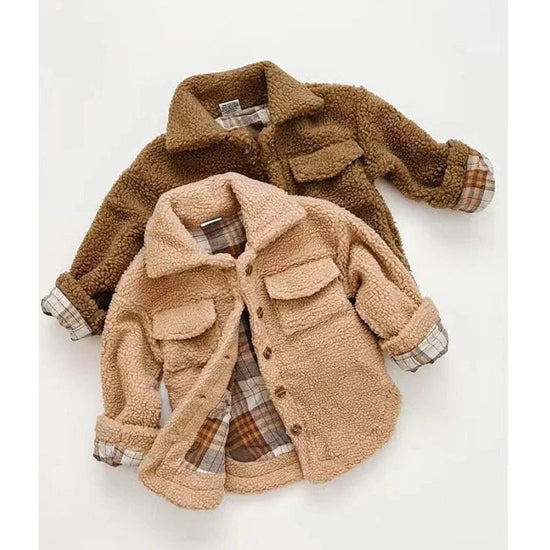 Fuzzy Plaid Jacket - Hippo Boutique