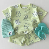 Baby and kids teddy bear print cotton Summer Clothing set, Toddler Clothes, outfit, shirt, shorts, baby boy, baby clothes, baby shower, gift