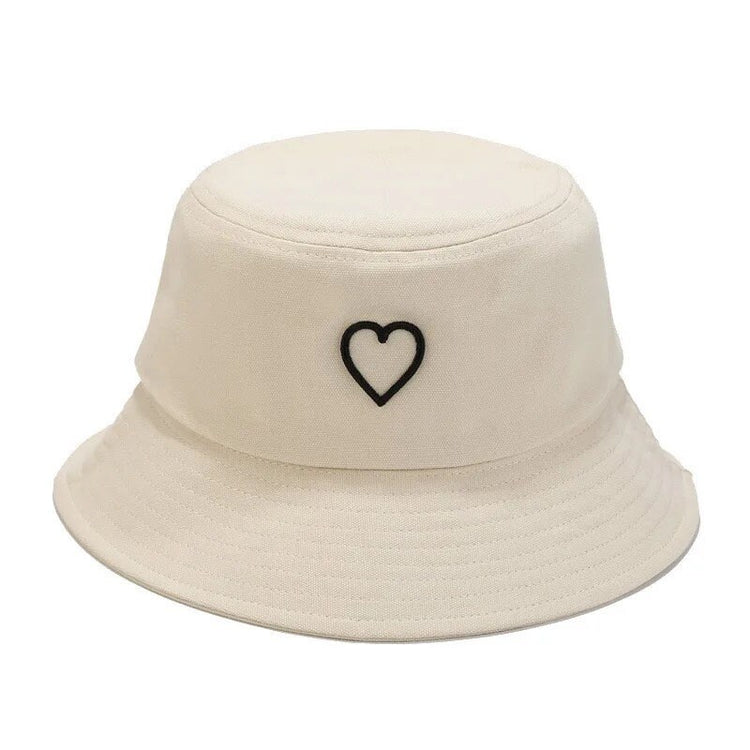 Heart Embroidered Bucket Hat - Hippo Boutique