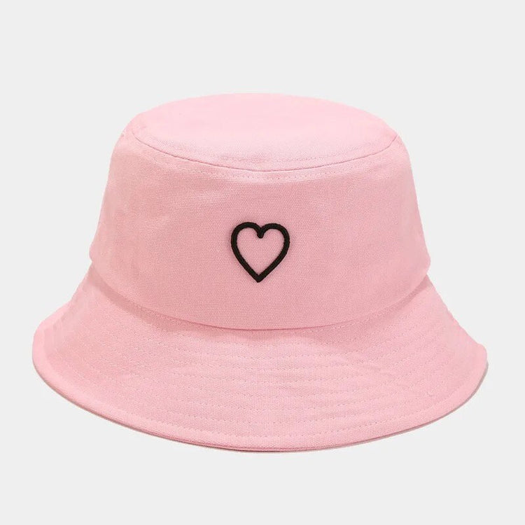 Heart Embroidered Bucket Hat - Hippo Boutique