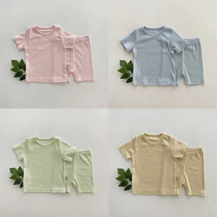 Baby and kids unisex Ribbed Bamboo Clothing set, outfit, shirt, shorts, summer, baby girl, baby gift, newborn, tshirt, crewneck, baby boy - Hippo Boutique