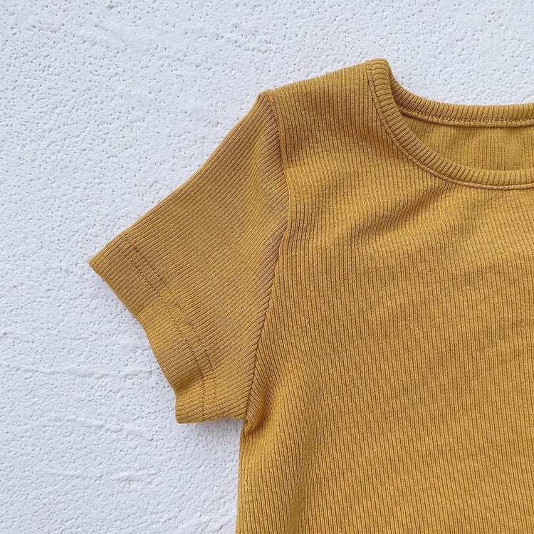 Baby and kids unisex Ribbed Bamboo Clothing set, outfit, shirt, shorts, summer, baby girl, baby gift, newborn, tshirt, crewneck, baby boy - Hippo Boutique