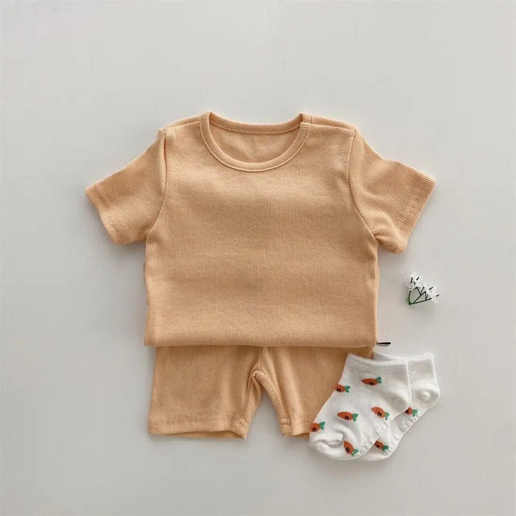 Baby and kids unisex Ribbed Bamboo Clothing set, outfit, shirt, shorts, summer, baby girl, baby gift, newborn, tshirt, crewneck, baby boy - Hippo Boutique