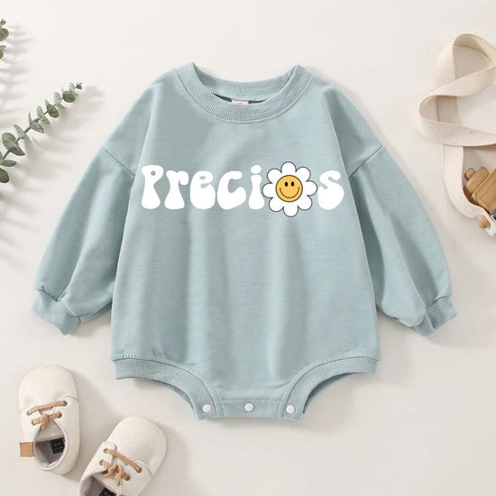Retro Precious Oversized Sweatshirt Romper/baby clothes/newborn sweatshirt/bubble/sweater/baby gift/onesie/announcement/baby girl and boy