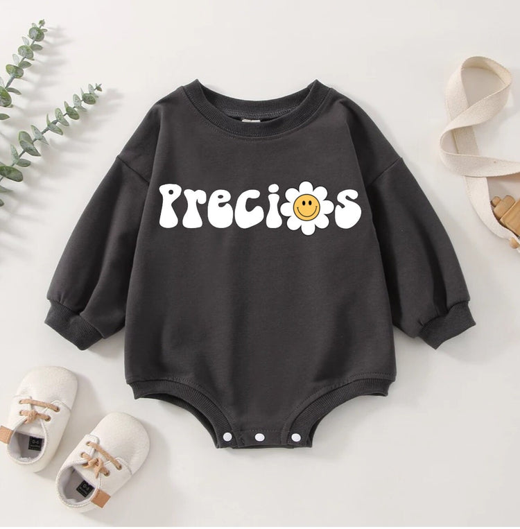 Retro Precious Oversized Sweatshirt Romper/baby clothes/newborn sweatshirt/bubble/sweater/baby gift/onesie/announcement/baby girl and boy