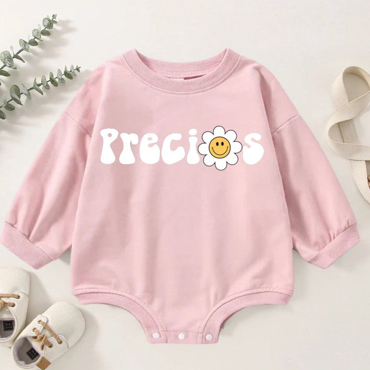 Retro Precious Oversized Sweatshirt Romper/baby clothes/newborn sweatshirt/bubble/sweater/baby gift/onesie/announcement/baby girl and boy