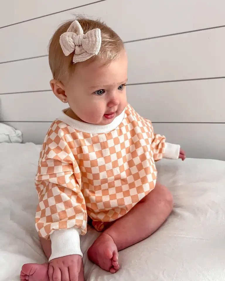 Baby And kids Checkered Bubble stweatshirt Romper/baby clothes/baby girl/baby boy/baby gift/baby sweatshirt/cotton/baby shower/infant/retro