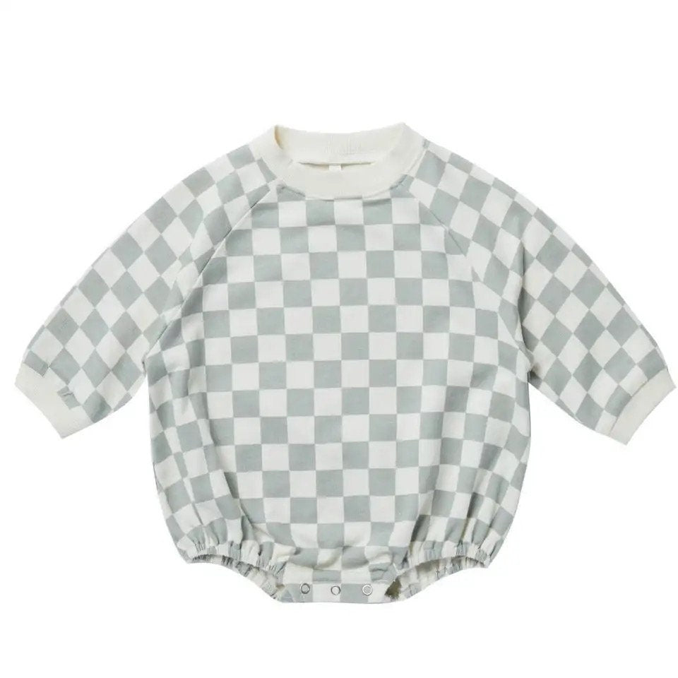 Baby And kids Checkered Bubble stweatshirt Romper/baby clothes/baby girl/baby boy/baby gift/baby sweatshirt/cotton/baby shower/infant/retro
