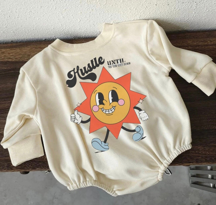 Retro Hustle Sweatshirt Romper - Hippo Boutique