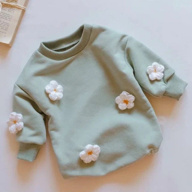 Knit Flower & Cloud Sweatshirt Rompers - Hippo Boutique