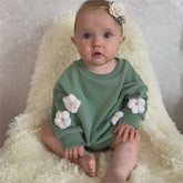 Knit Flower & Cloud Sweatshirt Rompers - Hippo Boutique