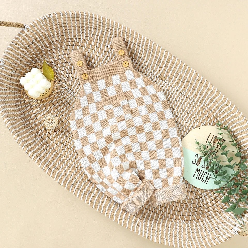 Checkered Knit Suspenders - Hippo Boutique