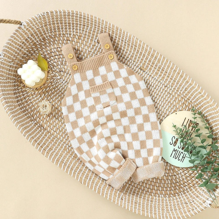 Checkered Knit Suspenders - Hippo Boutique