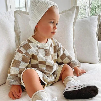 Baby retro checkered jumpsuit rompers - Hippo Boutique