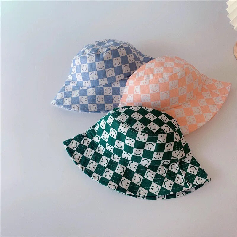 Checkered Smile Buckets Hats - Hippo Boutique