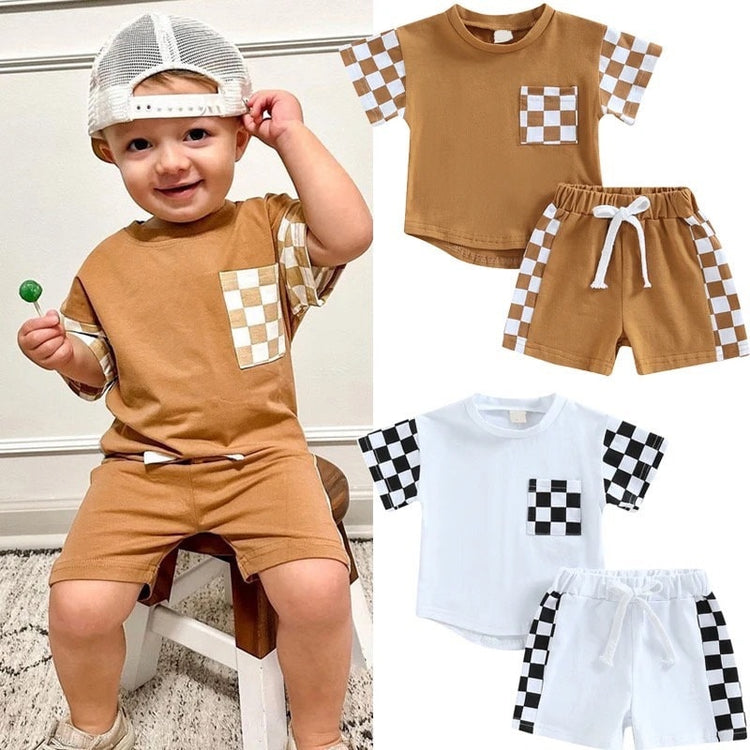 Baby And kids Checkered Clothing set Toddler Clothes, outfit, shirt, pants, summer, infant, outfit, summer, cotton, tshirt, newborn