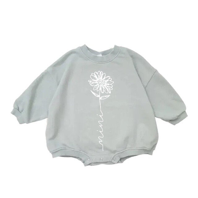 Baby mini flower Oversized Sweatshirt Romper/baby clothes/baby sweatshirt/bubble/baby sweater/baby gift/onesie/shower, baby girl, infant