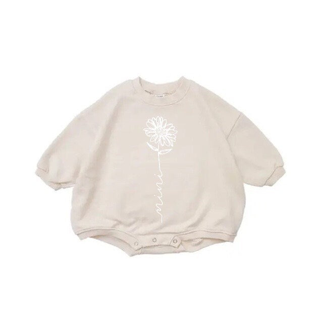 Baby mini flower Oversized Sweatshirt Romper/baby clothes/baby sweatshirt/bubble/baby sweater/baby gift/onesie/shower, baby girl, infant