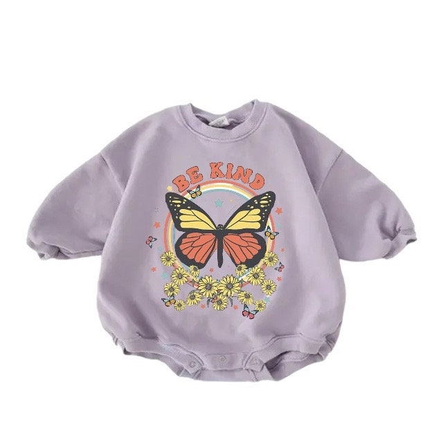 Baby boho butterfly Oversized Sweatshirt Romper/baby clothes/baby sweatshirt/bubble/baby sweater/baby gift/onesie/shower, baby girl, infant