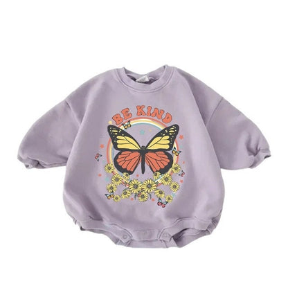 Baby boho butterfly Oversized Sweatshirt Romper/baby clothes/baby sweatshirt/bubble/baby sweater/baby gift/onesie/shower, baby girl, infant