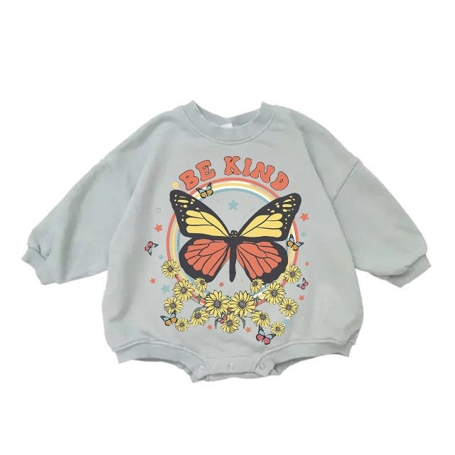 Baby boho butterfly Oversized Sweatshirt Romper/baby clothes/baby sweatshirt/bubble/baby sweater/baby gift/onesie/shower, baby girl, infant